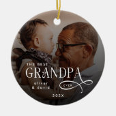 Modern Best GrandPa Ever Photo Personalized Keramisch Ornament (Voorkant)