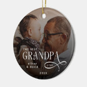 Modern Best GrandPa Ever Photo Personalized Keramisch Ornament (Links)