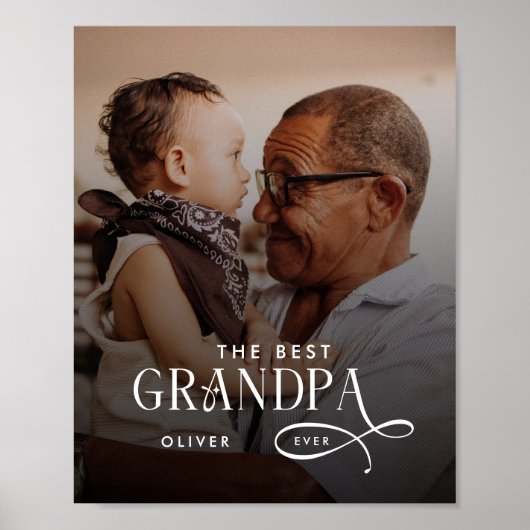 Modern Best GrandPa Ever Photo Personalized Poster (Voorkant)
