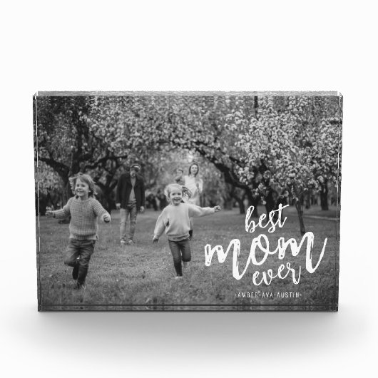 Modern Best Mam Ever Kinder Name Script Fotoblokken (Voorkant)