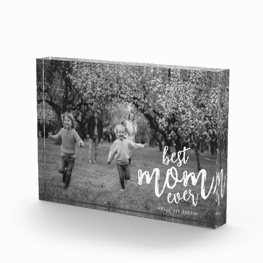 Modern Best Mam Ever Kinder Name Script Fotoblokken (Rechts)