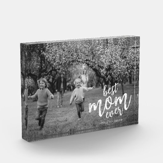 Modern Best Mam Ever Kinder Name Script Fotoblokken (Links)