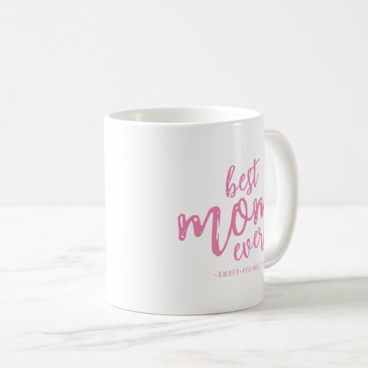 Modern Best Mam Ever Kinder Name Script Koffiemok (Voorkant rechts)