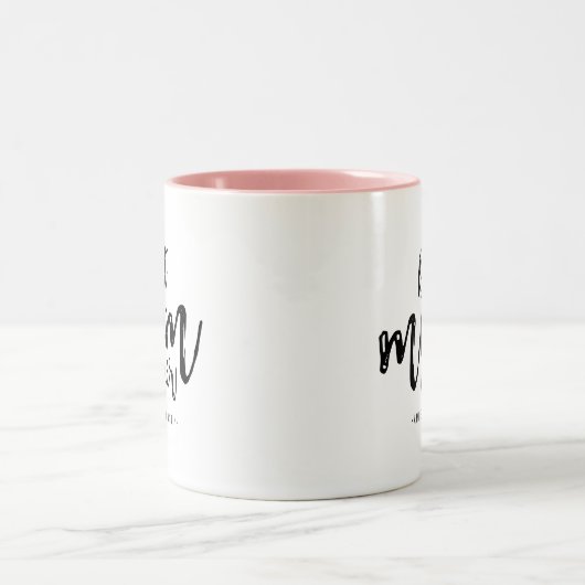 Modern Best Mam Ever Kinder Name Script Tweekleurige Koffiemok (Center)