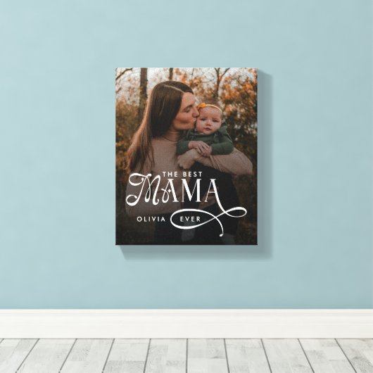 Modern Best Mama Ever Photo Mothers Day Gifts Canvas Afdruk (Insitu (Houten vloer))