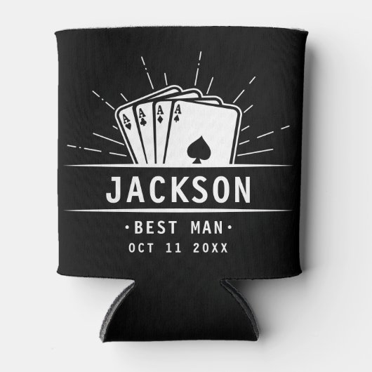 Modern Best Man Bachelor Party Casino Poker Kaart Blikjeskoeler (Voorkant)