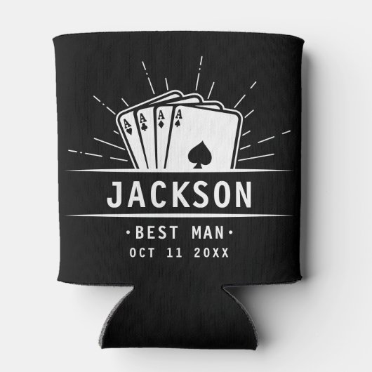 Modern Best Man Bachelor Party Casino Poker Kaart Blikjeskoeler (Achterkant)