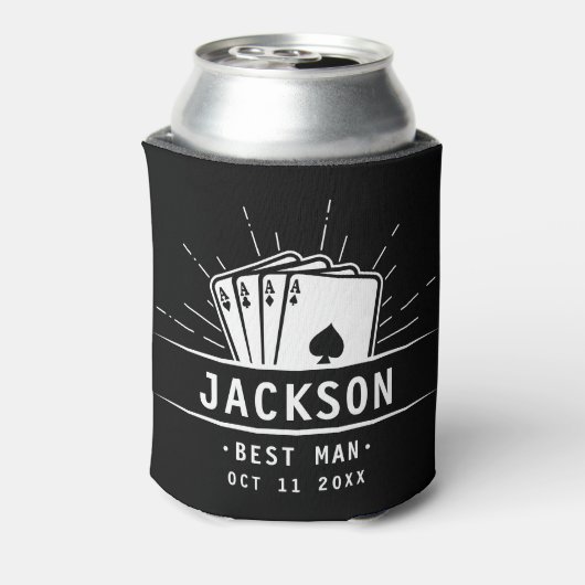Modern Best Man Bachelor Party Casino Poker Kaart Blikjeskoeler (Blikje Achterkant)