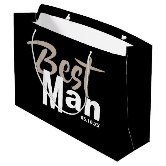 Modern Best Man Large Gift Bag Groot Cadeauzakje (Achterkant Gekanteld)