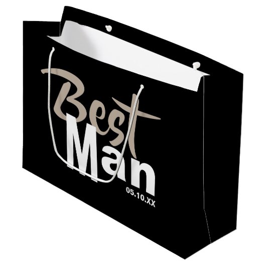 Modern Best Man Large Gift Bag Groot Cadeauzakje (Voorkant Gekanteld)