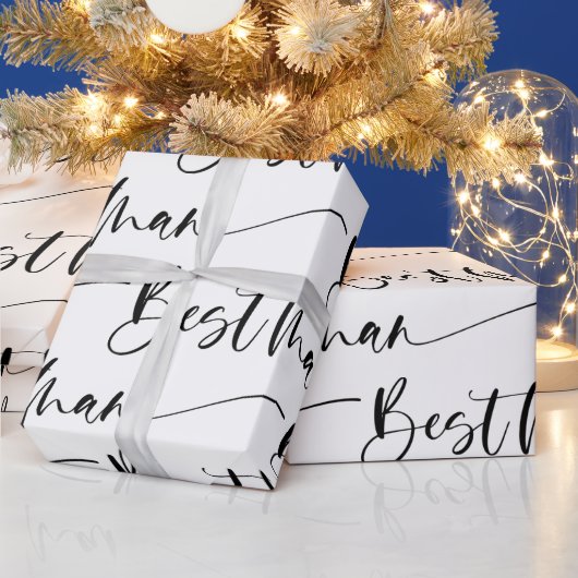Modern Best Man Wrapping Paper in Black and White Cadeaupapier (Feestdagen)