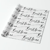 Modern Best Man Wrapping Paper in Black and White Cadeaupapier (Uitgerold)