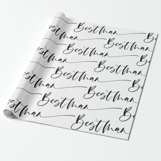 Modern Best Man Wrapping Paper in Black and White Cadeaupapier (Uitgerold)