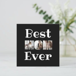 Modern Best Mom Ever 3 Foto's Collage Zwart Feestdagenkaart