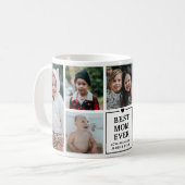 Modern Best Mom Ever 7-Photo Collage & Namen Koffiemok (Voorkant links)