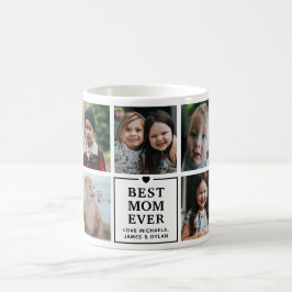 Modern Best Mom Ever 7-Photo Collage & Namen Koffiemok