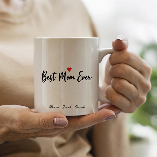 Modern Best Mom Ever & Kinder naam Script Two-Tone Koffiemok