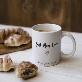 Modern Best Mom Ever & Kinder naam Script Two-Tone Koffiemok