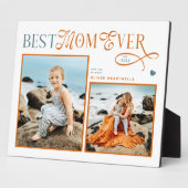 Modern Best Mom Ever Photo Heart Mothers Day Gifts Fotoplaat (Zijkant)