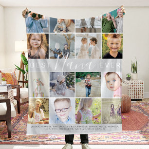 Modern Best Nana Ever Photo Collage & Names Fleece Deken