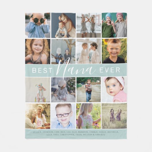 Modern Best Nana Ever Photo Collage & Names Fleece Deken (Voorkant)