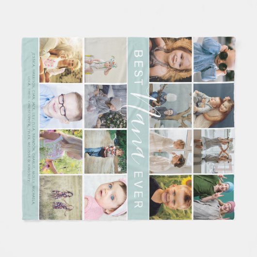 Modern Best Nana Ever Photo Collage & Names Fleece Deken (Voorkant (Horizontaal))