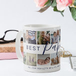 Modern 'Best Papa Ever'-fotocollage Koffiemok<br><div class="desc">Moderne mok voor fotocollage koffie met een fotocollage die bestaat uit 14 afbeeldingen,  de tekst 'Best Papa Ever' in elegant kalligrafiescript,  omdat we van je bericht en naam/s houden. Deze mok maakt een mooi cadeau voor papa op Vaderdag,  Birthdays of Kerstmis.</div>