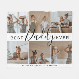 Modern 'Best Papa Ever' Photo Collage Fleece Deken