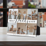 Modern 'Best Papa Ever' Photo Collage Fotoplaat<br><div class="desc">Moderne foto collage keepomwille plaque met 6 instapstijlfoto's van uw keuze,  de tekst 'Beste papa ooit' in elegant kalligrafiekscript,  omdat we van u houden bericht en naam/namen.</div>