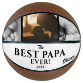 Modern Best Papa Father Day Keepslag 3 Foto Basketbal (Voorkant)