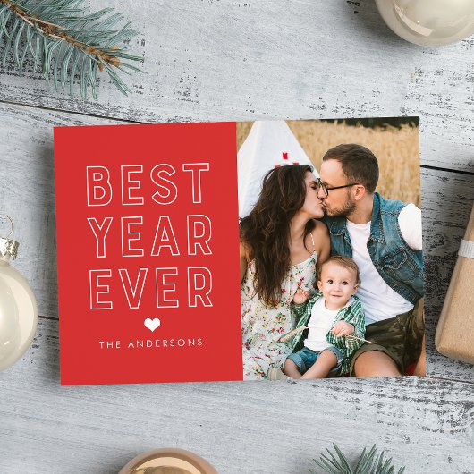 Modern Best Year Ever | Kerst Fotokaart Feestdagenkaart