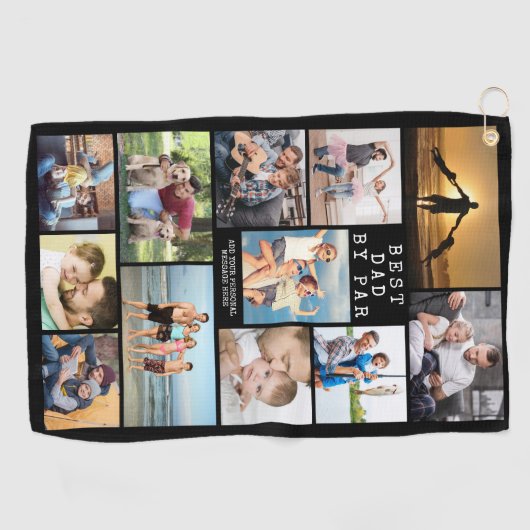 Modern BESTE DAD DOOR PAR Photo Collage Persoonlij Golfhanddoek (Horizontaal)