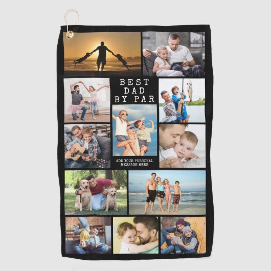 Modern BESTE DAD DOOR PAR Photo Collage Persoonlij Golfhanddoek (Voorkant)