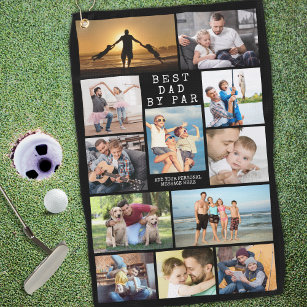 Modern BESTE DAD DOOR PAR Photo Collage Persoonlij Golfhanddoek