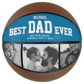 Modern BESTE DAD EVER Cool Photo Collage Retro Blu Basketbal (Voorkant)
