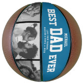 Modern BESTE DAD EVER Cool Photo Collage Retro Blu Basketbal (Verticaal)