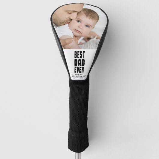 Modern BESTE DAD OOIT Foto gepersonaliseerd Golfheadcover (Voorkant)