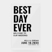 Modern Beste Dag Ooit Bruiloft Welkom Acryl Sign Bord (Voorkant)
