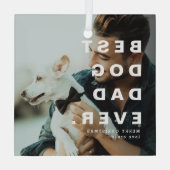 Modern BESTE DOG DAD OOIT Aangepaste foto Glas Ornament (Achterkant)