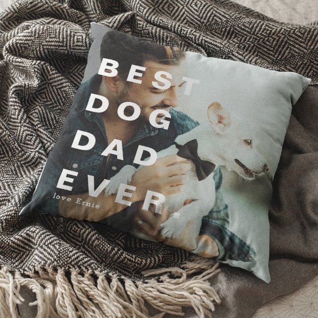 Modern BESTE DOG DAD OOIT Aangepaste foto Kussen (Creator heeft geüpload)