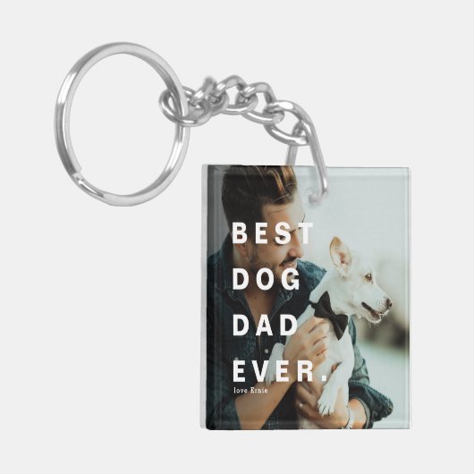 Modern BESTE DOG DAD OOIT Aangepaste foto Sleutelhanger (Voorkant Links)