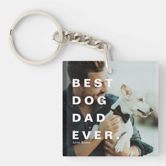 Modern BESTE DOG DAD OOIT Aangepaste foto Sleutelhanger (Voorkant)
