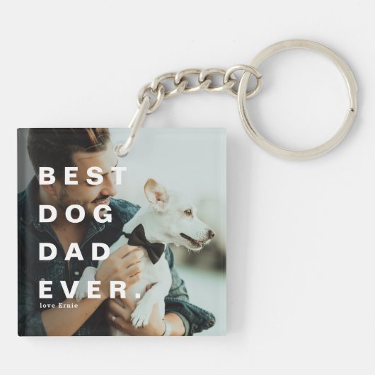 Modern BESTE DOG DAD OOIT Aangepaste foto Sleutelhanger (Achterkant)