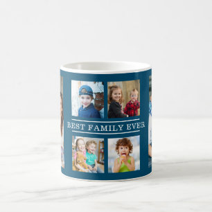 Modern Beste Familie Ooit 6 Foto Collage Blauw Koffiemok