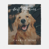 Modern Beste Hond Ooit Donkere Foto Overlay Script Fleece Deken (Voorkant)
