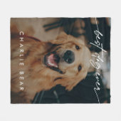 Modern Beste Hond Ooit Donkere Foto Overlay Script Fleece Deken (Voorkant (Horizontaal))