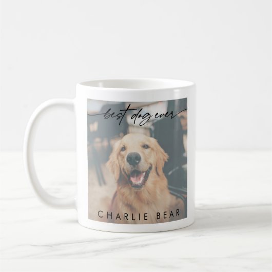 Modern Beste Hond Ooit Donkere Foto Overlay Script Koffiemok (Links)