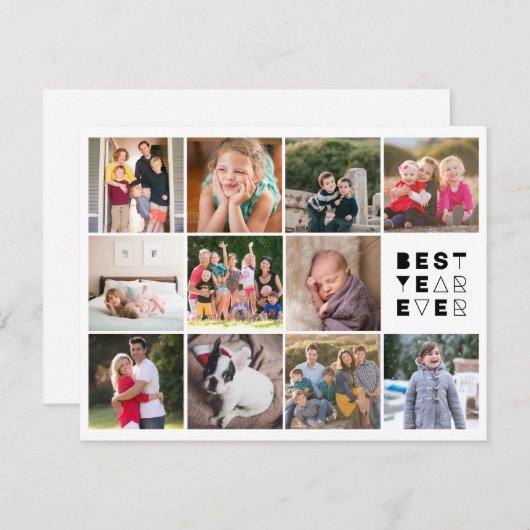 Modern Beste Jaar Ooit 11 Foto Custom Greeting Feestdagenkaart (Voorkant / Achterkant)