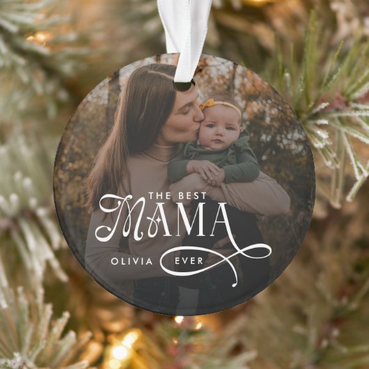 Modern Beste Mama Ooit Foto Moederdag Cadeaus Ornament (Boom)