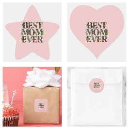 Modern Beste Moeder Ooit Mooie Bloemen En Groene P Vierkante Sticker
